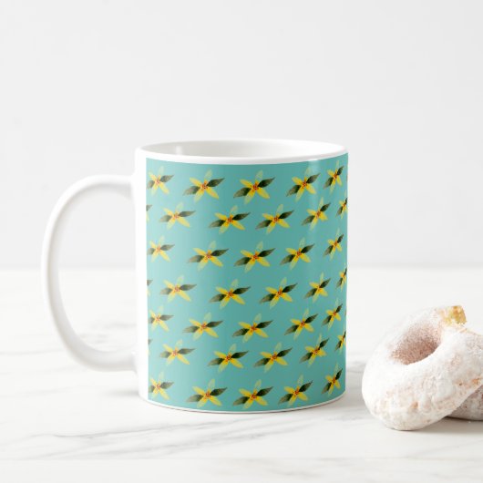 Keramische mok met olijf bloesem motief (Met donut)