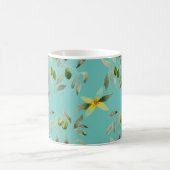 Keramische mok met olijfdesign op licht teal (Center)