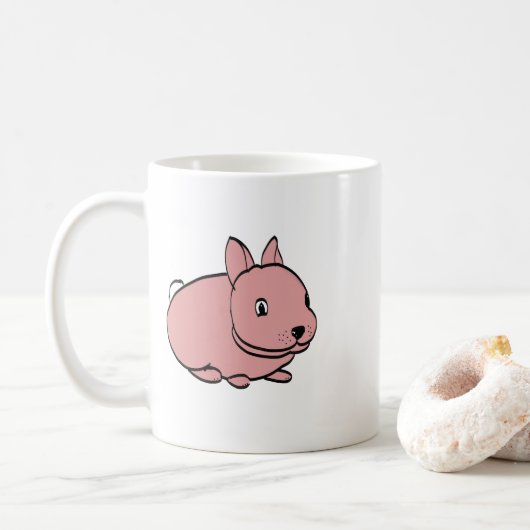 Keramische mok met roze konijn ontwerp (Met donut)