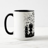 Keramische mok met zwart/wit flora ontwerp (Links)