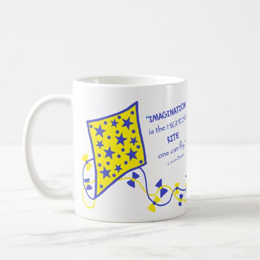 Keramische mok - Whimsical vlieger met spreuk (Links)