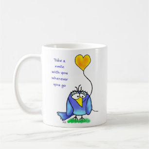 Keramische mok - Whimsical vogel met spreuk