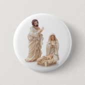 Keramische nativiteitsscène ronde button 5,7 cm (Voorkant)