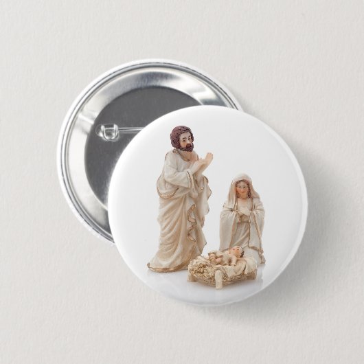 Keramische nativiteitsscène ronde button 5,7 cm (Voorkant /achterkant)