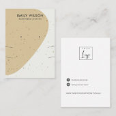 KERAMISCHE OKERGOLF LANGE KETTING OORBEL DISPLAY VISITEKAARTJE (Voorkant / Achterkant)