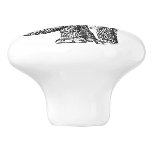 Keramische olifant deur knop (Zijkant)