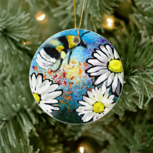 Keramische Ornament grillige bijenmadeliefjes Abst