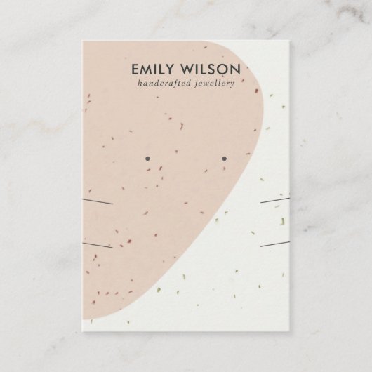 KERAMISCHE PERZIK GOLF LANGE KETTING OORBEL DISPLA VISITEKAARTJE (Voorkant)