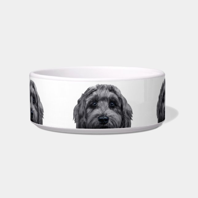 Keramische Pet Bowl/Black labradole Voerbakje (Voorkant)