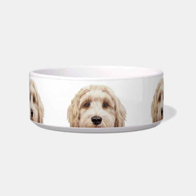Keramische Pet Bowl/ Labradoodle Beige Voerbakje (Voorkant)