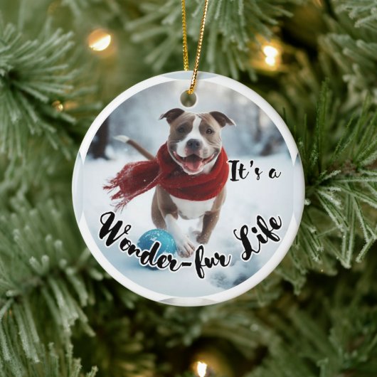 Keramische Pitbull Kerstboom ornament (Boom)