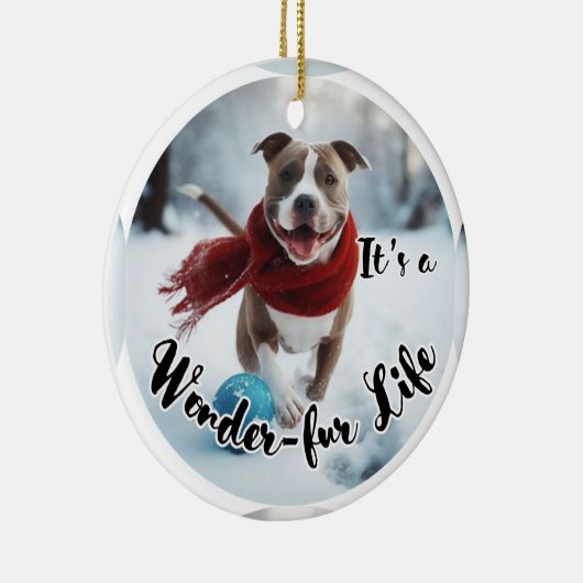 Keramische Pitbull Kerstboom ornament (Rechts)