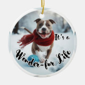 Keramische Pitbull Kerstboom ornament (Voorkant)