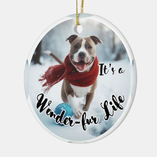 Keramische Pitbull Kerstboom ornament (Links)