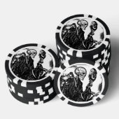 Keramische pokerchips, donkerblauwe effen rand pokerchips (Opstapeling)