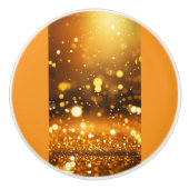 Keramische Pull Knop met Gouden Glitter en Bokeh G (Voorkant)