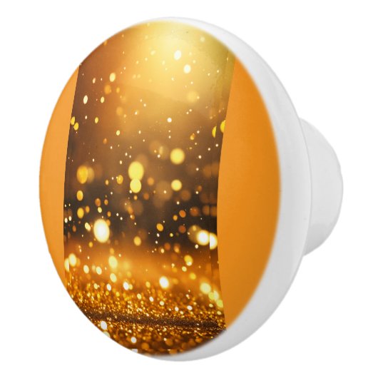 Keramische Pull Knop met Gouden Glitter en Bokeh G (Rechts)