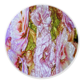 Keramische Pull - roze bloemig Knop