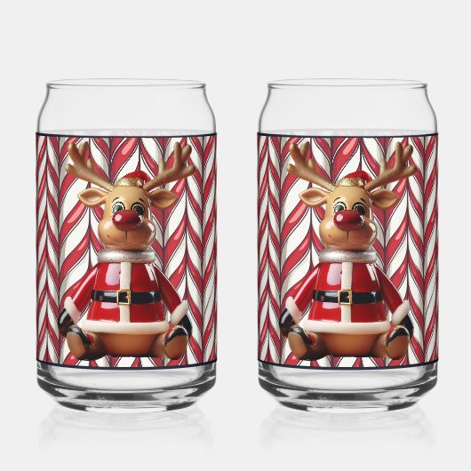 Keramische rendier frisdrankglas blikvorm glas (Voorkant)