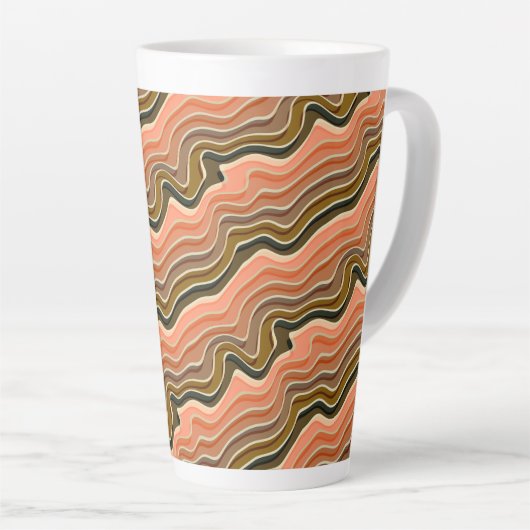 keramische retrostroom | Earth Wavy Pattern Latte  Mok (Rechterhoek)