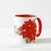 Keramische rode poinsettia bloem mok (Voorkant rechts)