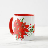 Keramische rode poinsettia bloem mok (Voorkant links)