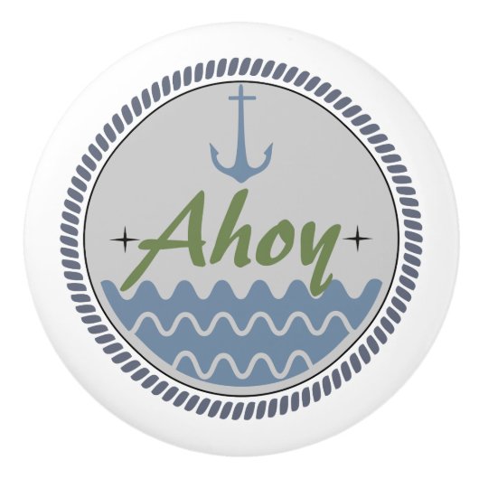 Keramische schedel, Kustvormig levend design, blau Knop (Voorkant)