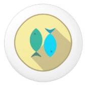 Keramische schedel, Kustvormig levenspatroon, vis Keramische Knop (Voorkant)