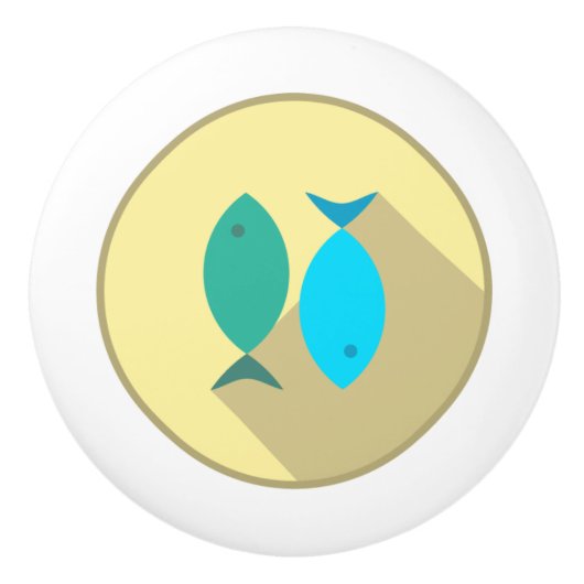 Keramische schedel, Kustvormig levenspatroon, vis Keramische Knop (Voorkant)