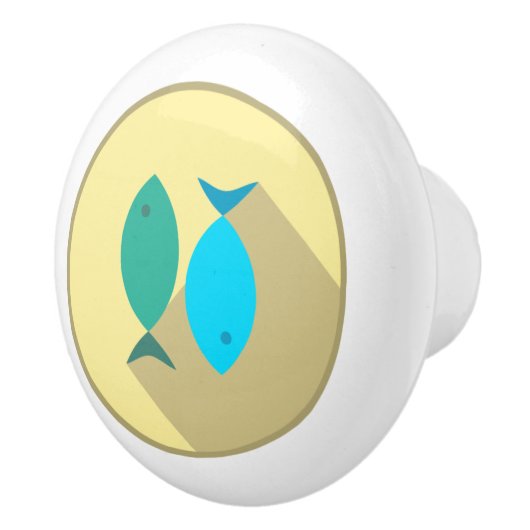 Keramische schedel, Kustvormig levenspatroon, vis Keramische Knop (Rechts)