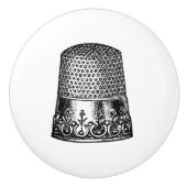 Keramische schedel -  naaigeltje, duimbaar keramische knop (Voorkant)