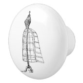 Keramische schedel - naaigeltje, mannequin keramische knop (Rechts)