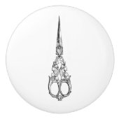 Keramische schedel -  naaigeltje, schaar keramische knop (Voorkant)