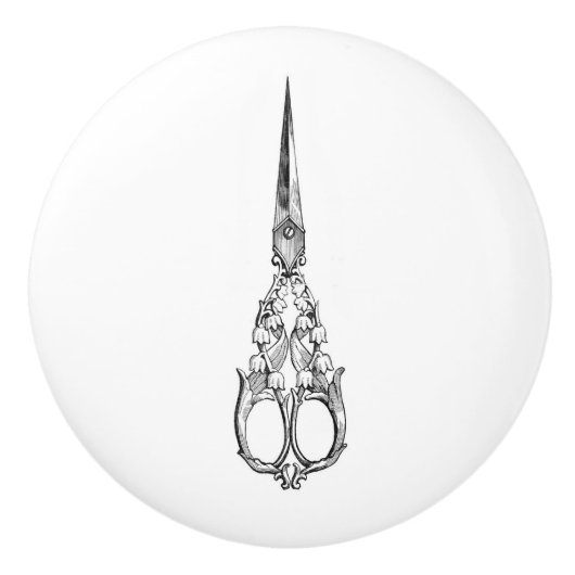 Keramische schedel -  naaigeltje, schaar keramische knop (Voorkant)