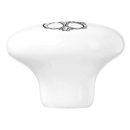 Keramische schedel -  naaigeltje, schaar keramische knop (Zijkant)