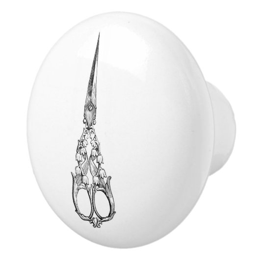 Keramische schedel -  naaigeltje, schaar keramische knop (Rechts)