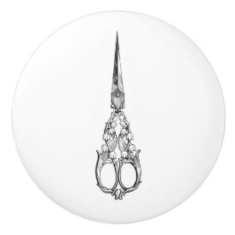 Keramische schedel -  naaigeltje, schaar knop