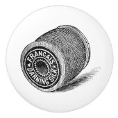 Keramische schedel - naaigeltje, "Thread Spool" Keramische Knop (Voorkant)