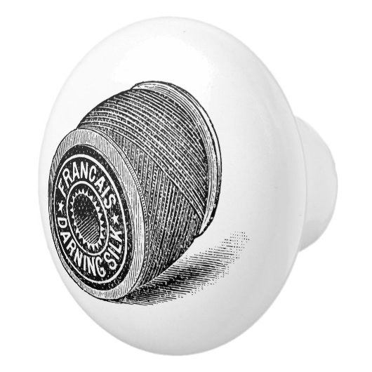 Keramische schedel - naaigeltje, "Thread Spool" Knop (Rechts)