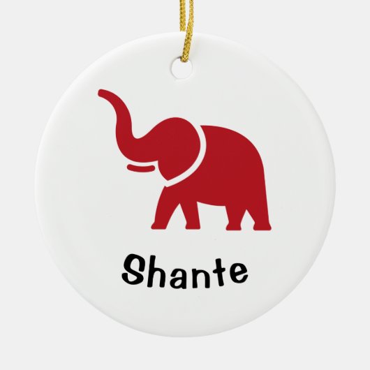 Keramische sieraardenversiering met rode olifant keramisch ornament (Voorkant)