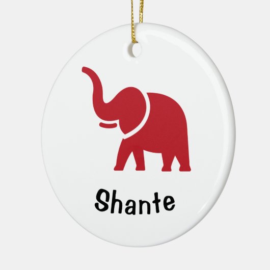 Keramische sieraardenversiering met rode olifant keramisch ornament (Links)