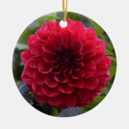 Keramische sierbloem met rode dahlia keramisch ornament