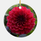 Keramische sierbloem met rode dahlia keramisch ornament (Achterkant)