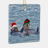 Keramische sierplanten met otters en verzegeling keramisch ornament (Rechts)