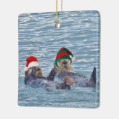 Keramische sierplanten met otters en verzegeling keramisch ornament (Links)