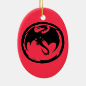 Keramische siervormgeving met zwarte dragon keramisch ornament (Achterkant)