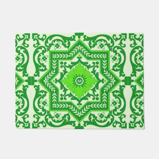 Keramische stijl Azulejo monogram sieremmer Deurmat (Voorkant)