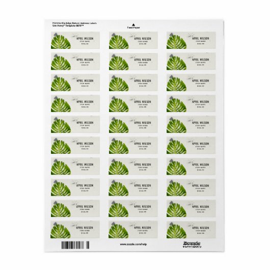 KERAMISCHE STONE GREEN MONSTERA LEAF FOLIAGPRIJS ETIKET (Full Sheet)