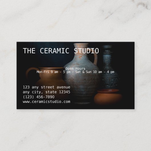 Keramische studio visitekaartje (Voorkant)