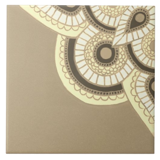 Keramische Tan en witte geometrische keuken Tegel Tegeltje (Voorkant)